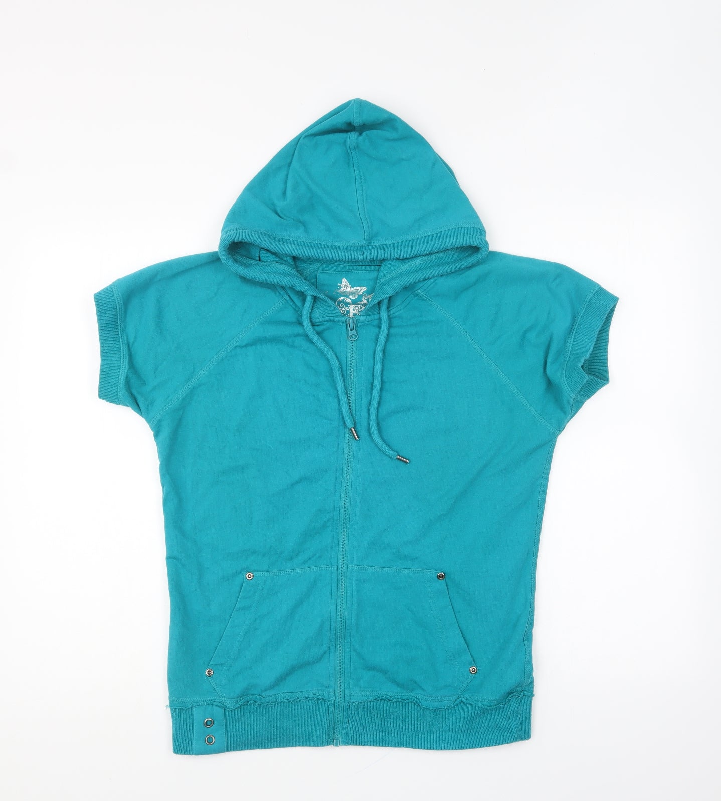 F&F Womens Blue Cotton Full Zip Hoodie Size 12 Zip
