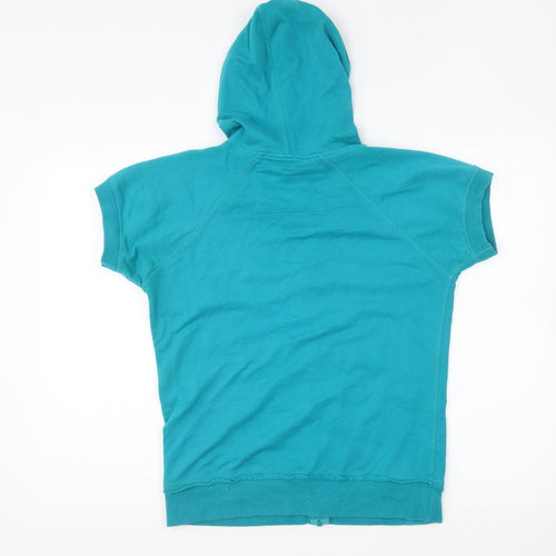F&F Womens Blue Cotton Full Zip Hoodie Size 12 Zip