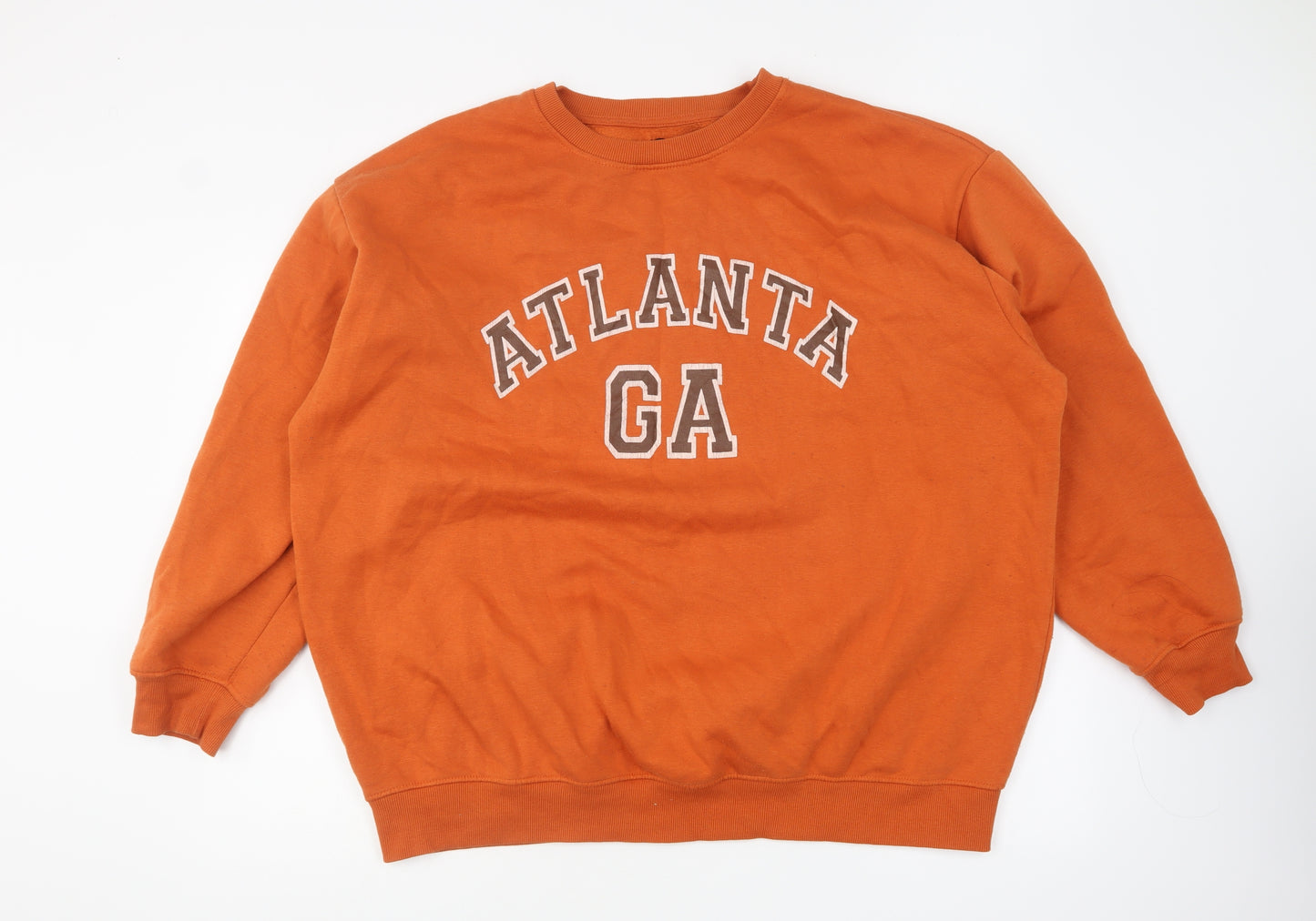 Boohoo Womens Orange Cotton Pullover Sweatshirt Size M Pullover - Atlanta GA