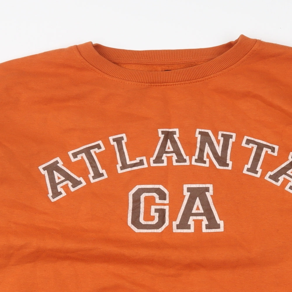Boohoo Womens Orange Cotton Pullover Sweatshirt Size M Pullover - Atlanta GA