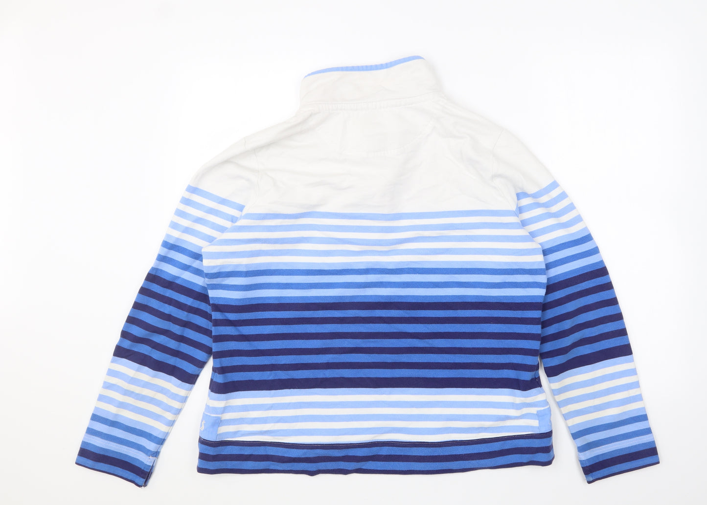 Joules Womens Blue Striped Cotton Pullover Sweatshirt Size 16 Button