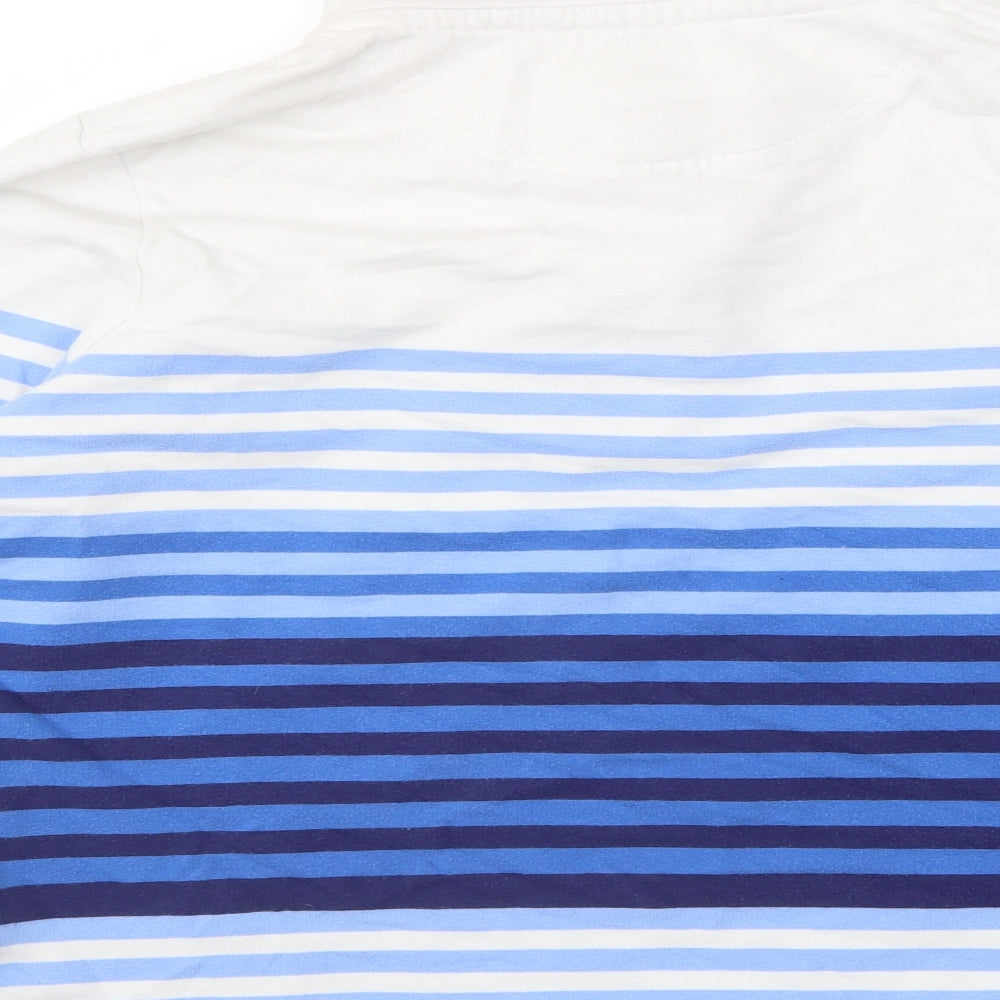Joules Womens Blue Striped Cotton Pullover Sweatshirt Size 16 Button