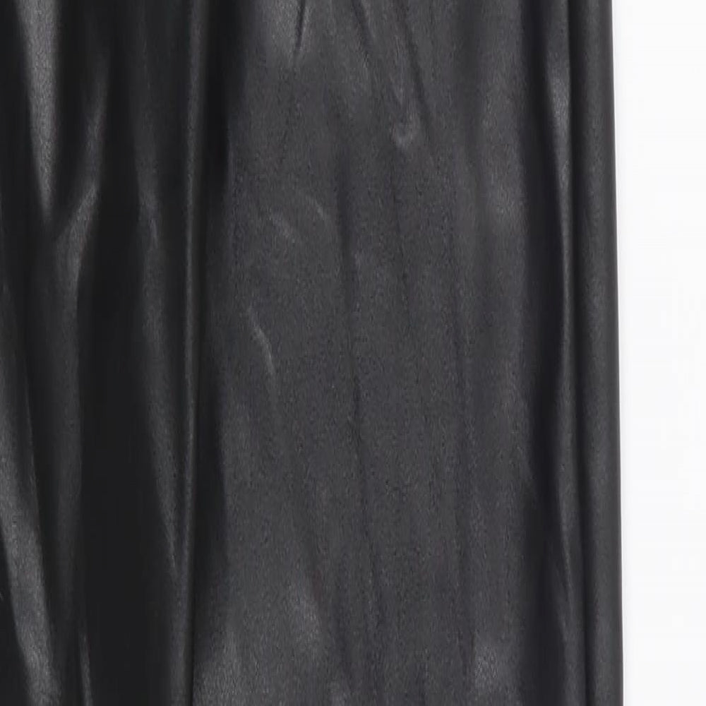 Boohoo Womens Black Polyester Capri Leggings Size 6 L29 in - Faux Leather