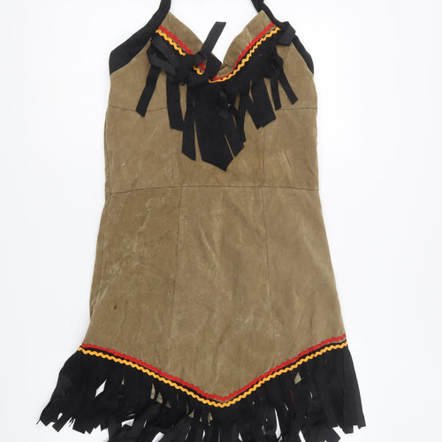 Preworn Womens Brown Polyester Fit & Flare One Size Halter Zip - Native American Fancy Dress