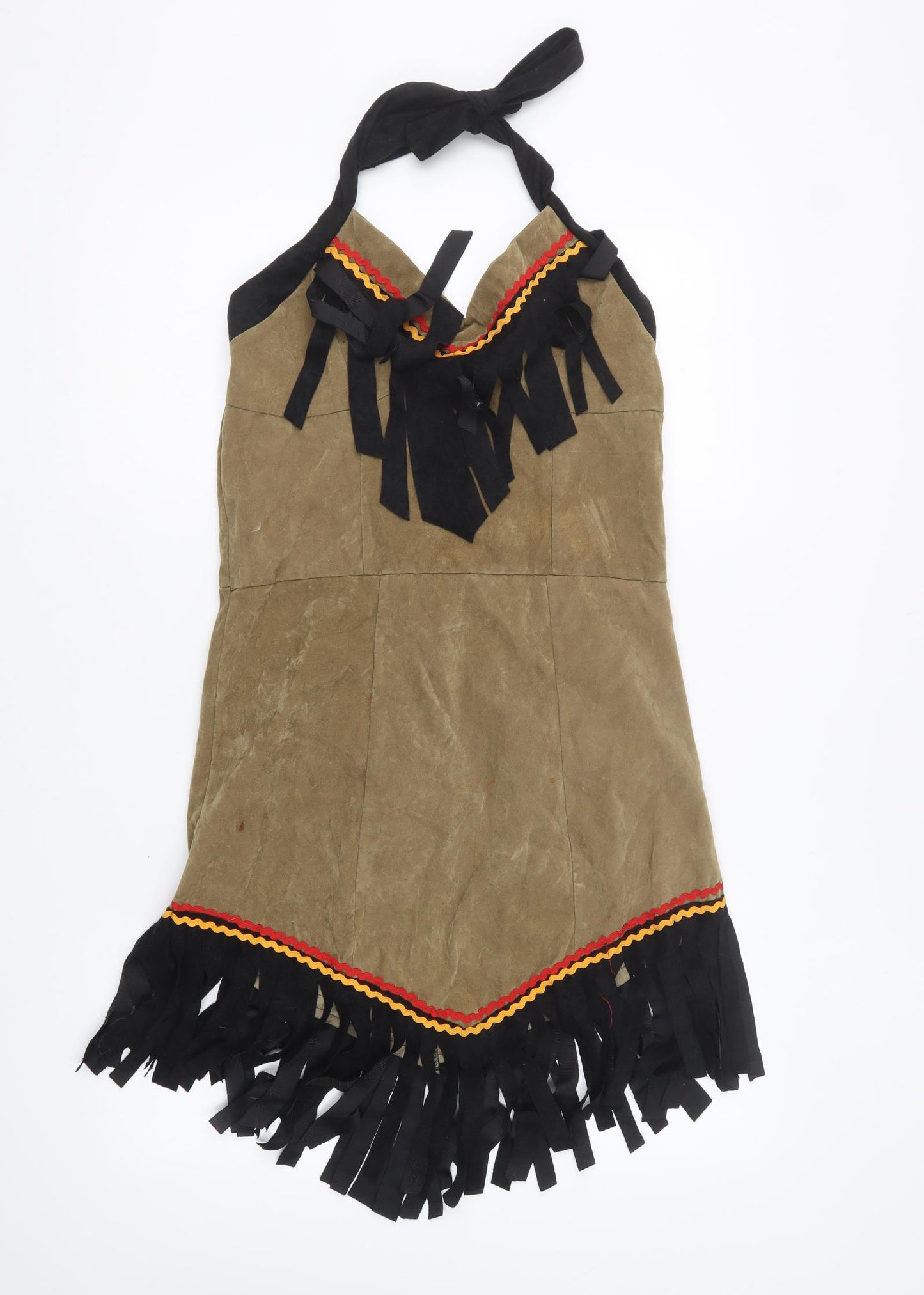 Preworn Womens Brown Polyester Fit & Flare One Size Halter Zip - Native American Fancy Dress