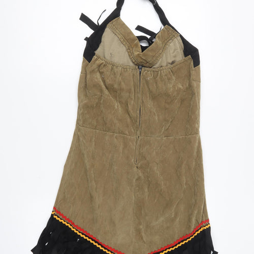 Preworn Womens Brown Polyester Fit & Flare One Size Halter Zip - Native American Fancy Dress