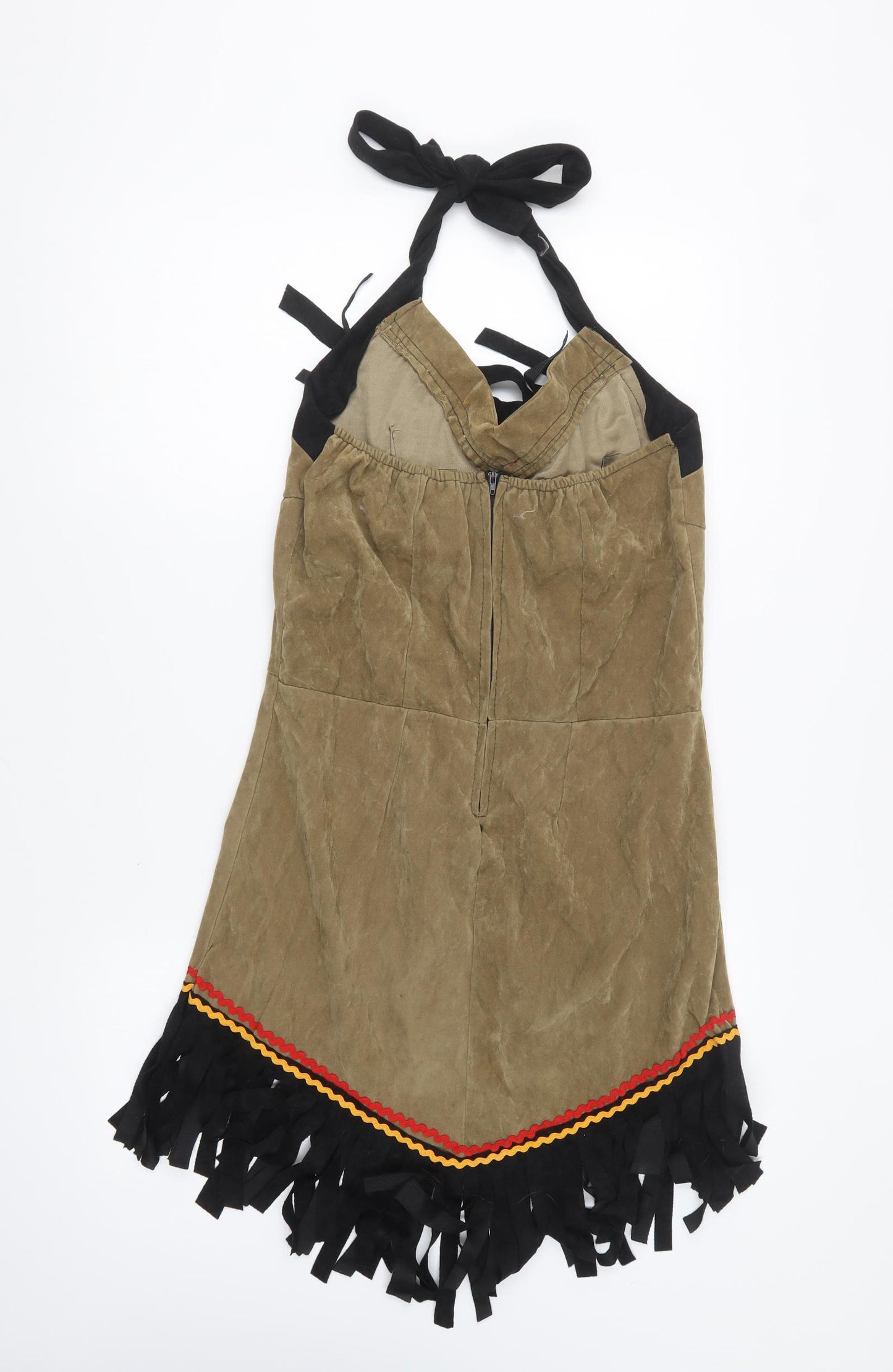 Preworn Womens Brown Polyester Fit & Flare One Size Halter Zip - Native American Fancy Dress