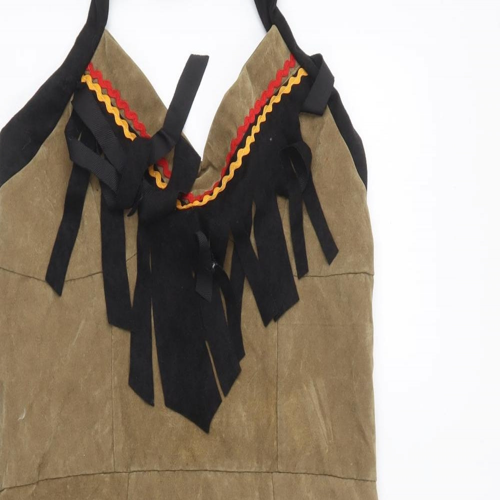 Preworn Womens Brown Polyester Fit & Flare One Size Halter Zip - Native American Fancy Dress