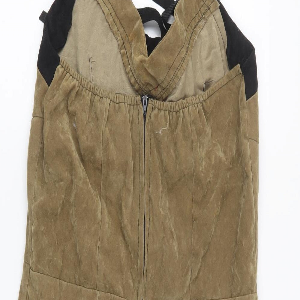 Preworn Womens Brown Polyester Fit & Flare One Size Halter Zip - Native American Fancy Dress