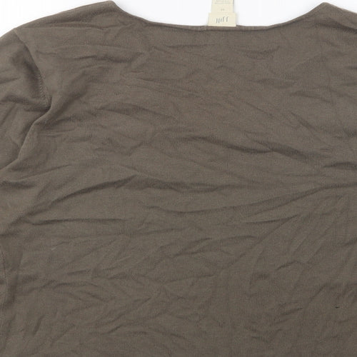J. Jill Womens Brown V-Neck Cotton Pullover Jumper Size M