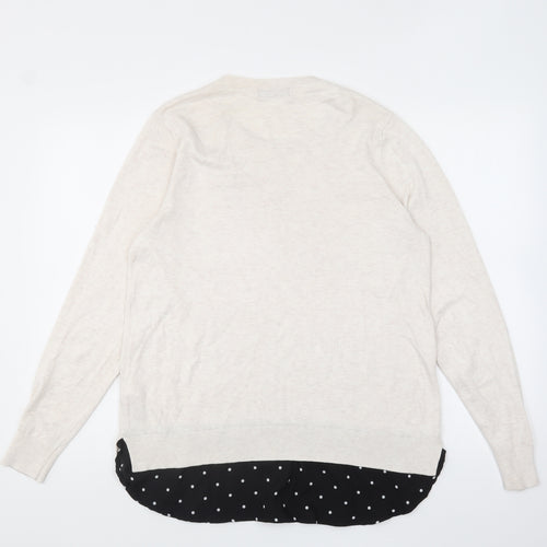 F&F Womens Ivory Round Neck Polka Dot Viscose Pullover Jumper Size 14