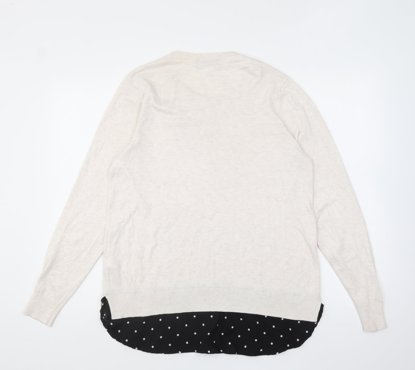 F&F Womens Ivory Round Neck Polka Dot Viscose Pullover Jumper Size 14