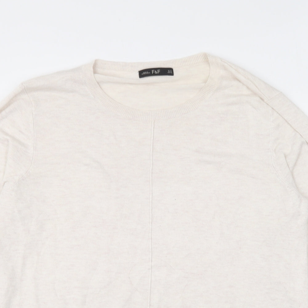 F&F Womens Ivory Round Neck Polka Dot Viscose Pullover Jumper Size 14
