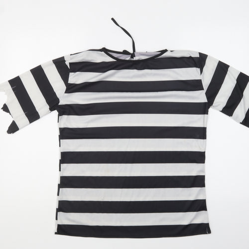 Preworn Mens Black Striped Polyester T-Shirt One Size Round Neck - Thief Fancy Dress