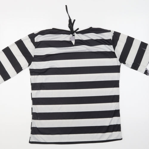 Preworn Mens Black Striped Polyester T-Shirt One Size Round Neck - Thief Fancy Dress