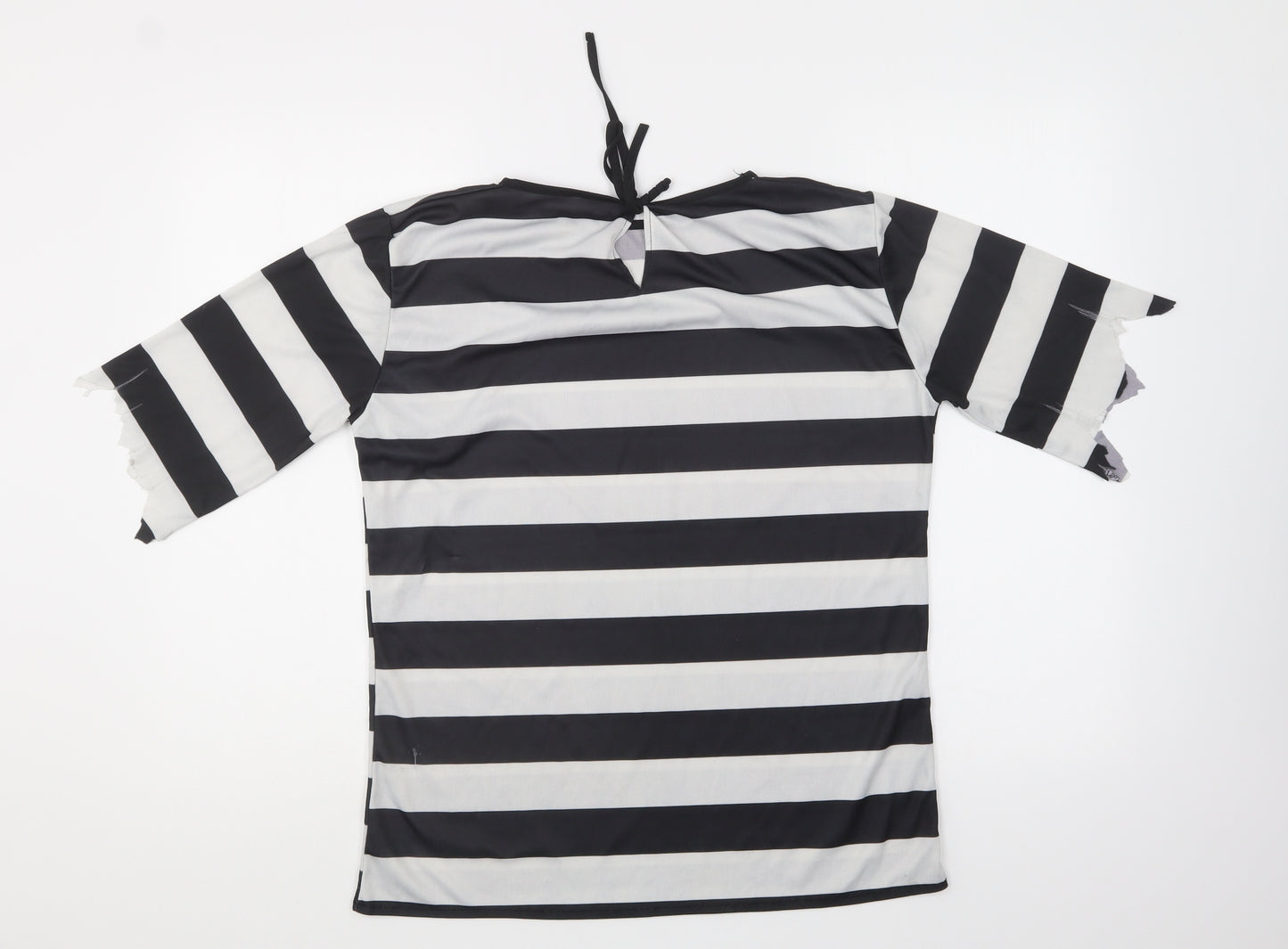 Preworn Mens Black Striped Polyester T-Shirt One Size Round Neck - Thief Fancy Dress