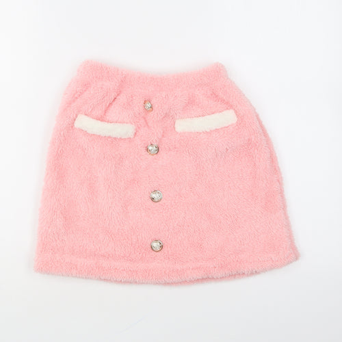 SheIn Girls Pink Polyester Mini Skirt Size 10 Years Regular Button