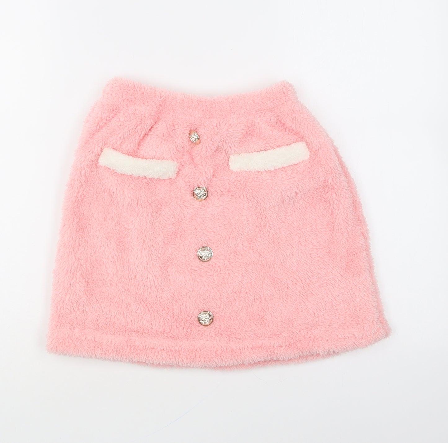 SheIn Girls Pink Polyester Mini Skirt Size 10 Years Regular Button