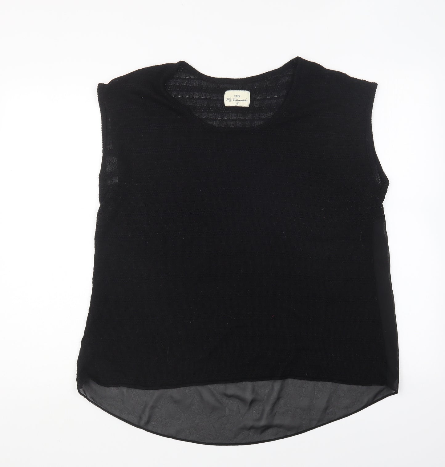 NEXT Womens Black Viscose Basic Blouse Size 18 Round Neck