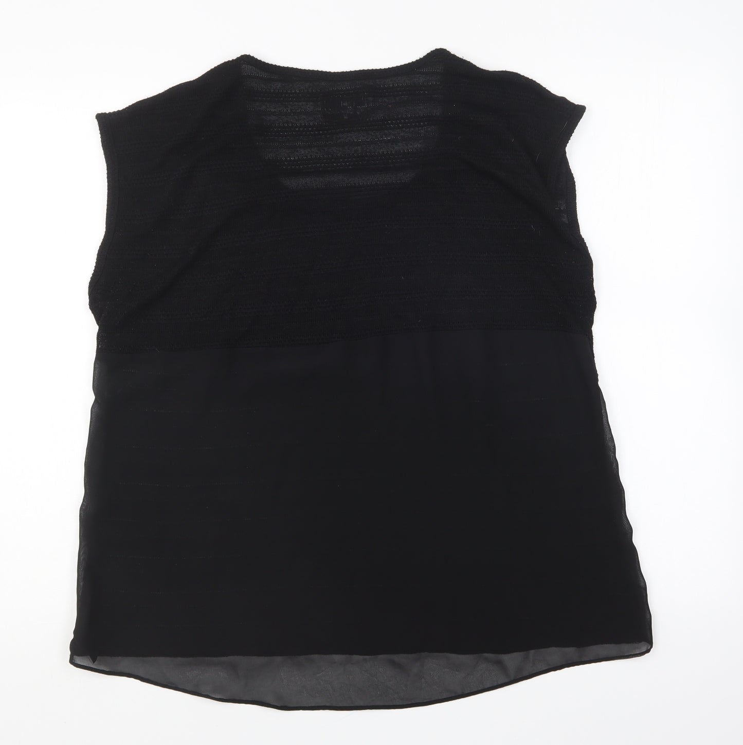 NEXT Womens Black Viscose Basic Blouse Size 18 Round Neck