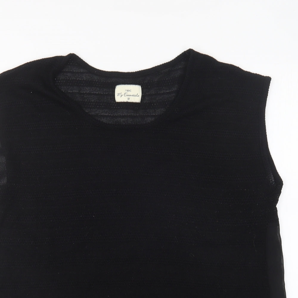 NEXT Womens Black Viscose Basic Blouse Size 18 Round Neck