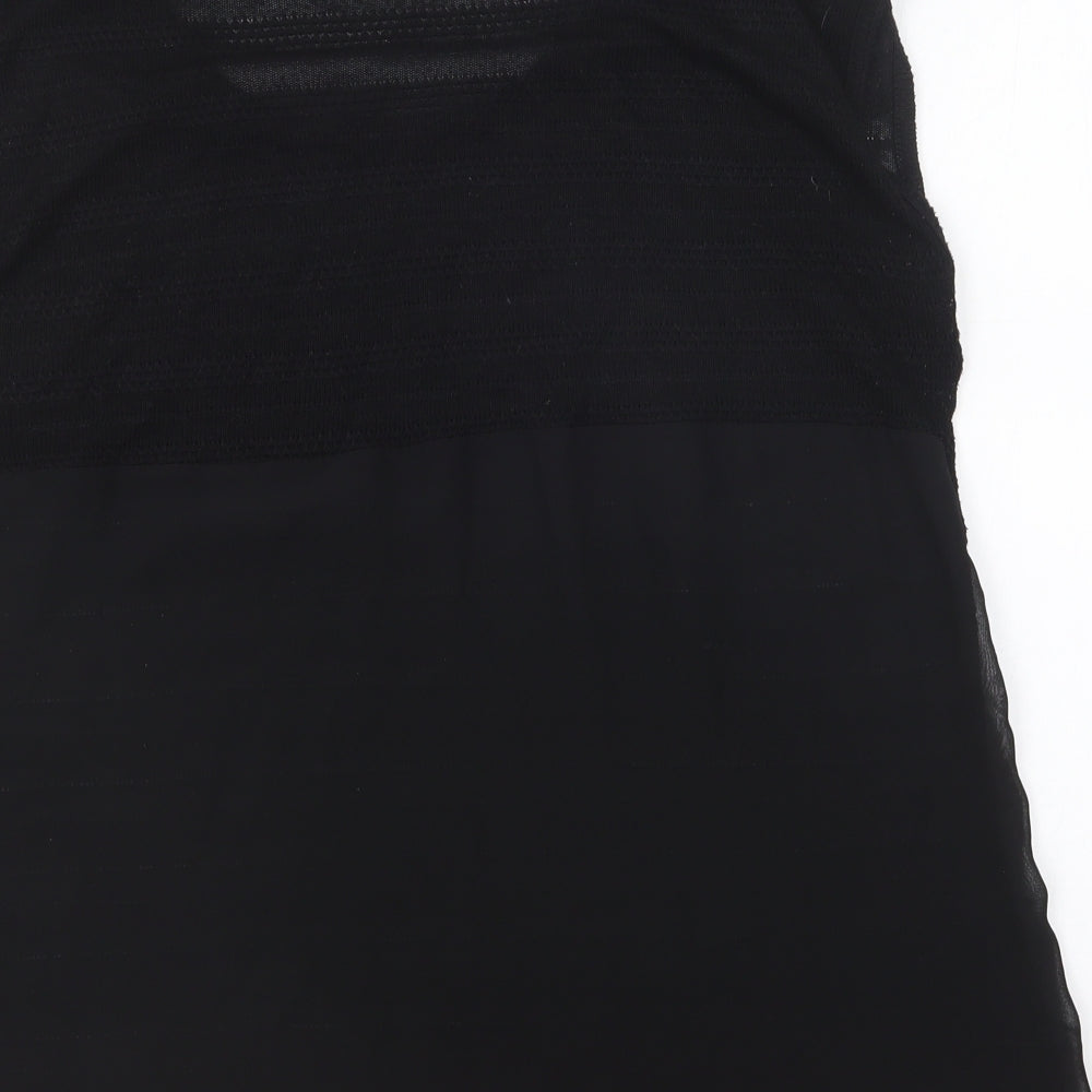 NEXT Womens Black Viscose Basic Blouse Size 18 Round Neck