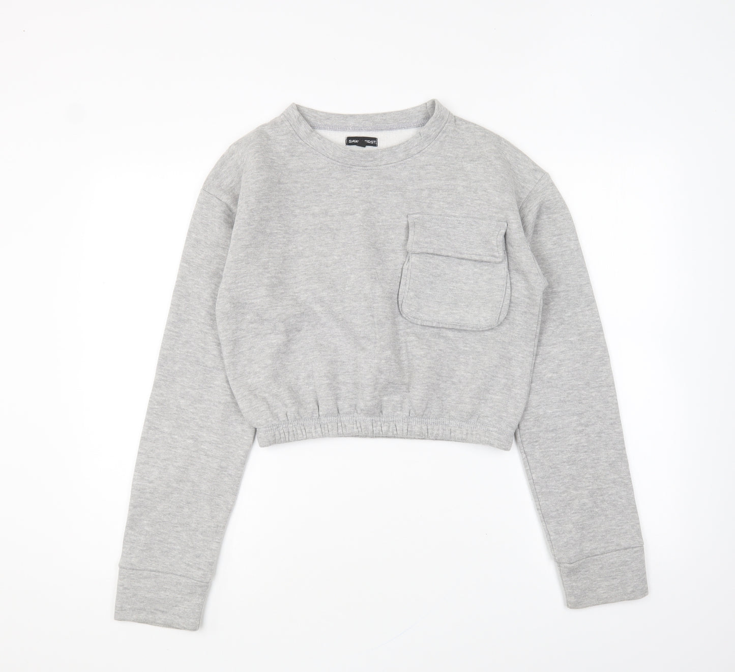I SAW IT FIRST Womens Grey Polyester Pullover Sweatshirt Size S Pullover - Cropped