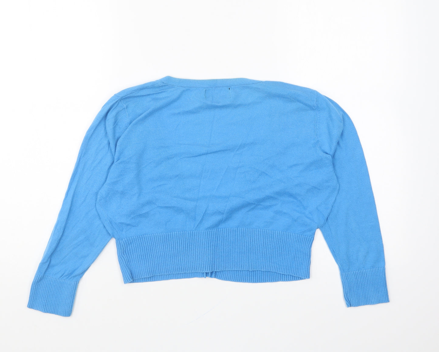 Papaya Womens Blue V-Neck Cotton Cardigan Jumper Size 14