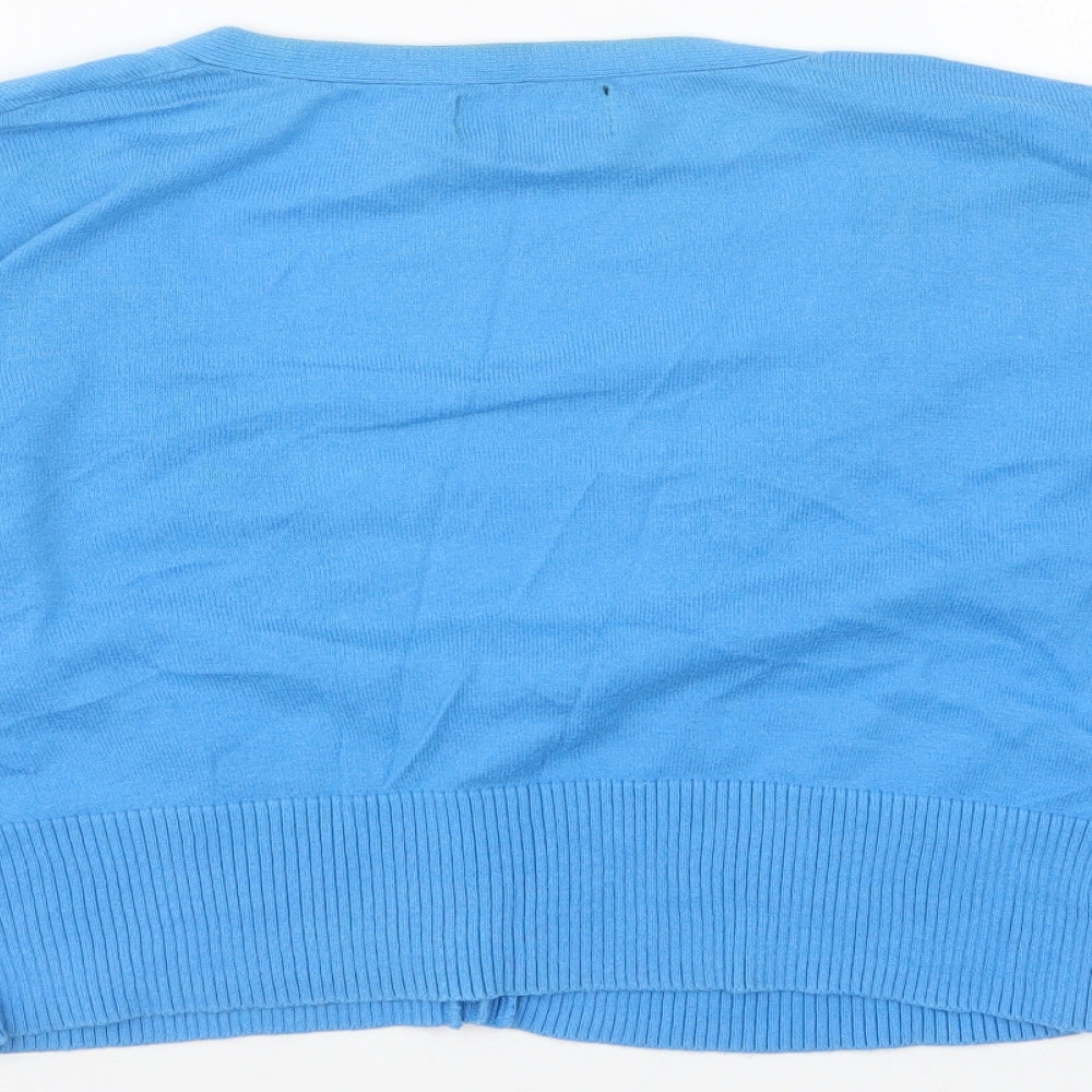 Papaya Womens Blue V-Neck Cotton Cardigan Jumper Size 14
