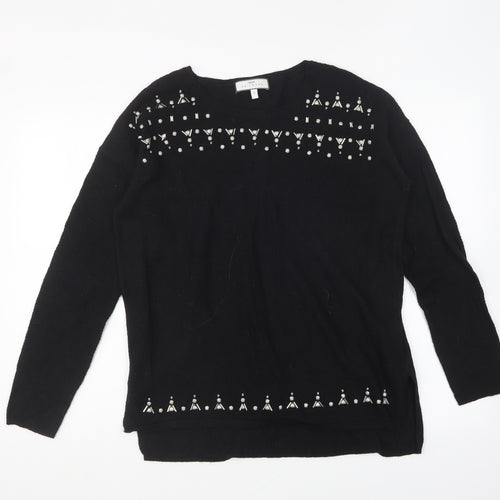 NEXT Womens Black Round Neck Nylon Pullover Jumper Size 12