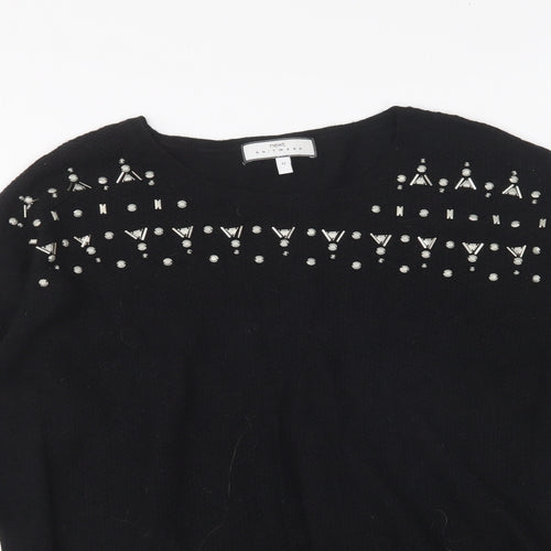 NEXT Womens Black Round Neck Nylon Pullover Jumper Size 12