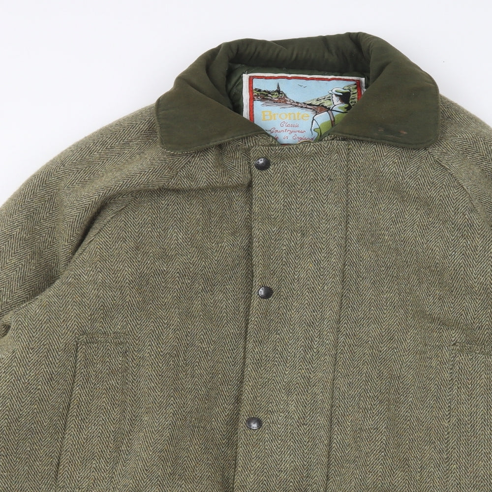 Bronte Mens Green Overcoat Coat Size L Zip