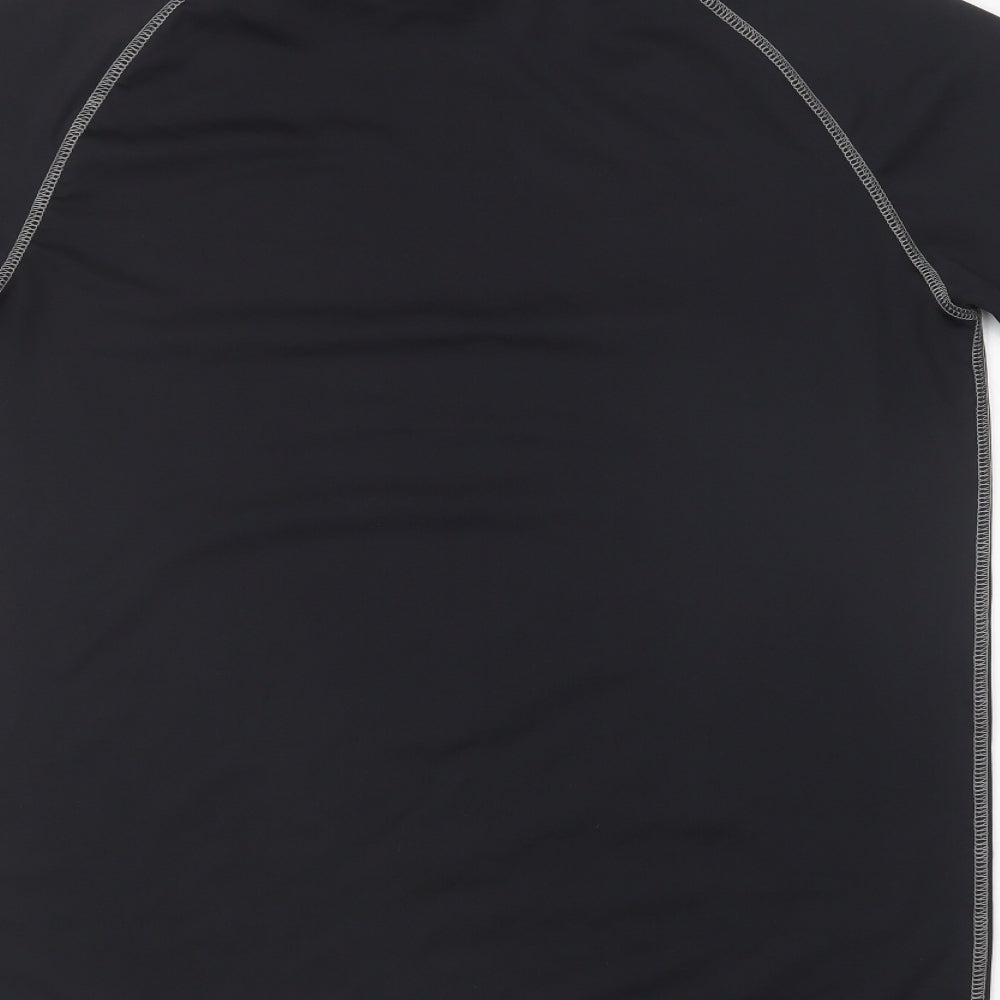 Rhino Mens Black Polyester Basic T-Shirt Size L High Neck Pullover