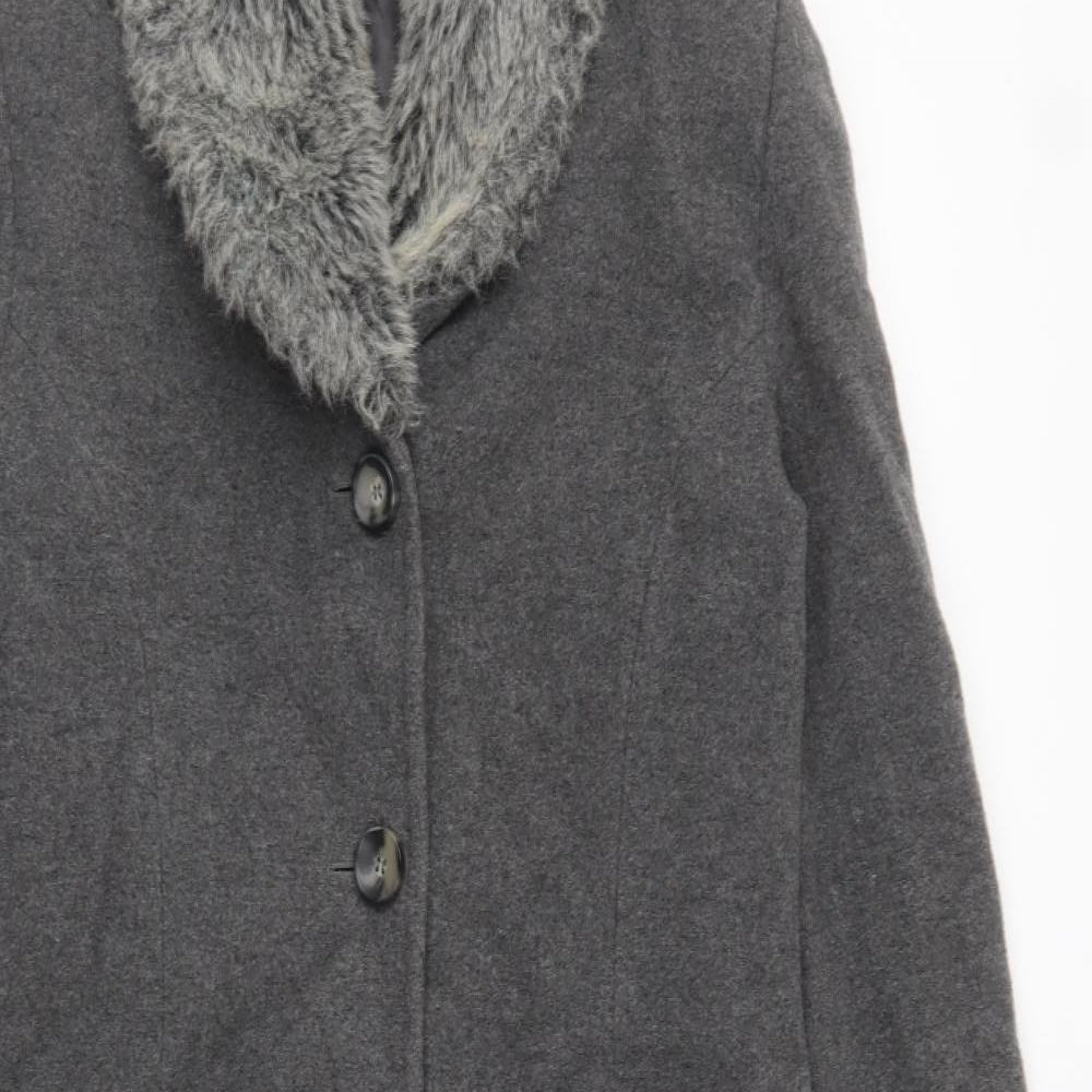 BHS Girls Grey Overcoat Coat Size 13-14 Years Button