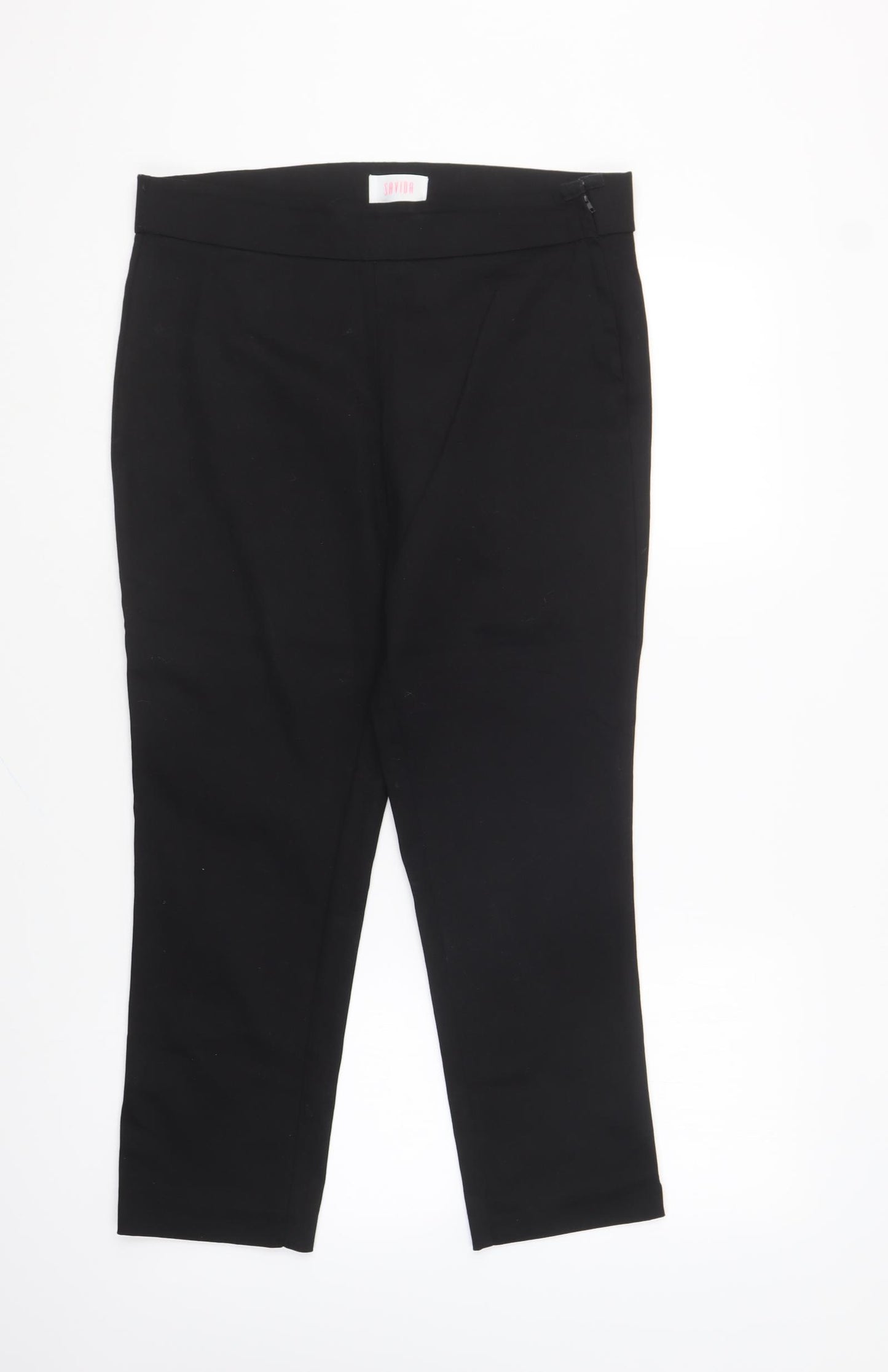 Savida Womens Black Cotton Capri Trousers Size 12 L26 in Regular Zip