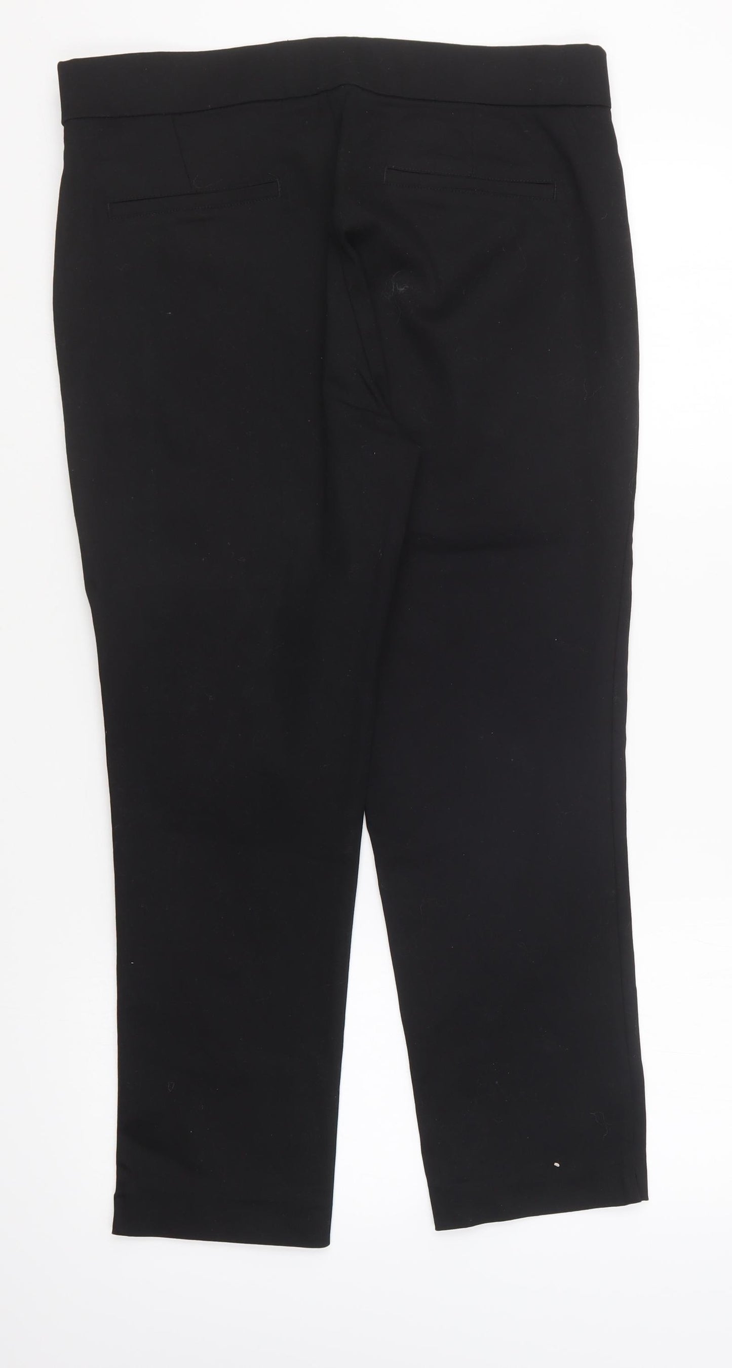 Savida Womens Black Cotton Capri Trousers Size 12 L26 in Regular Zip
