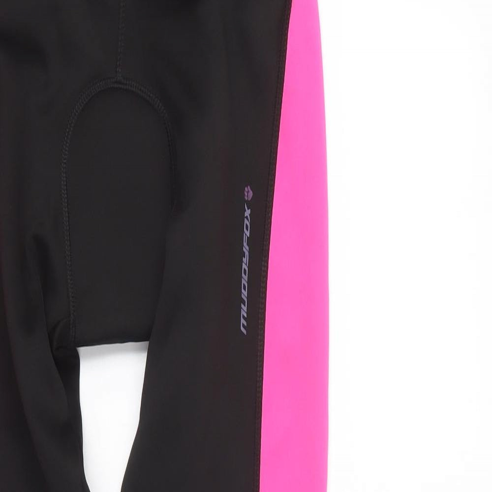 Muddy Fox Womens Black Colourblock Polyester Compression Leggings Size 12 L25 in Regular Pullover