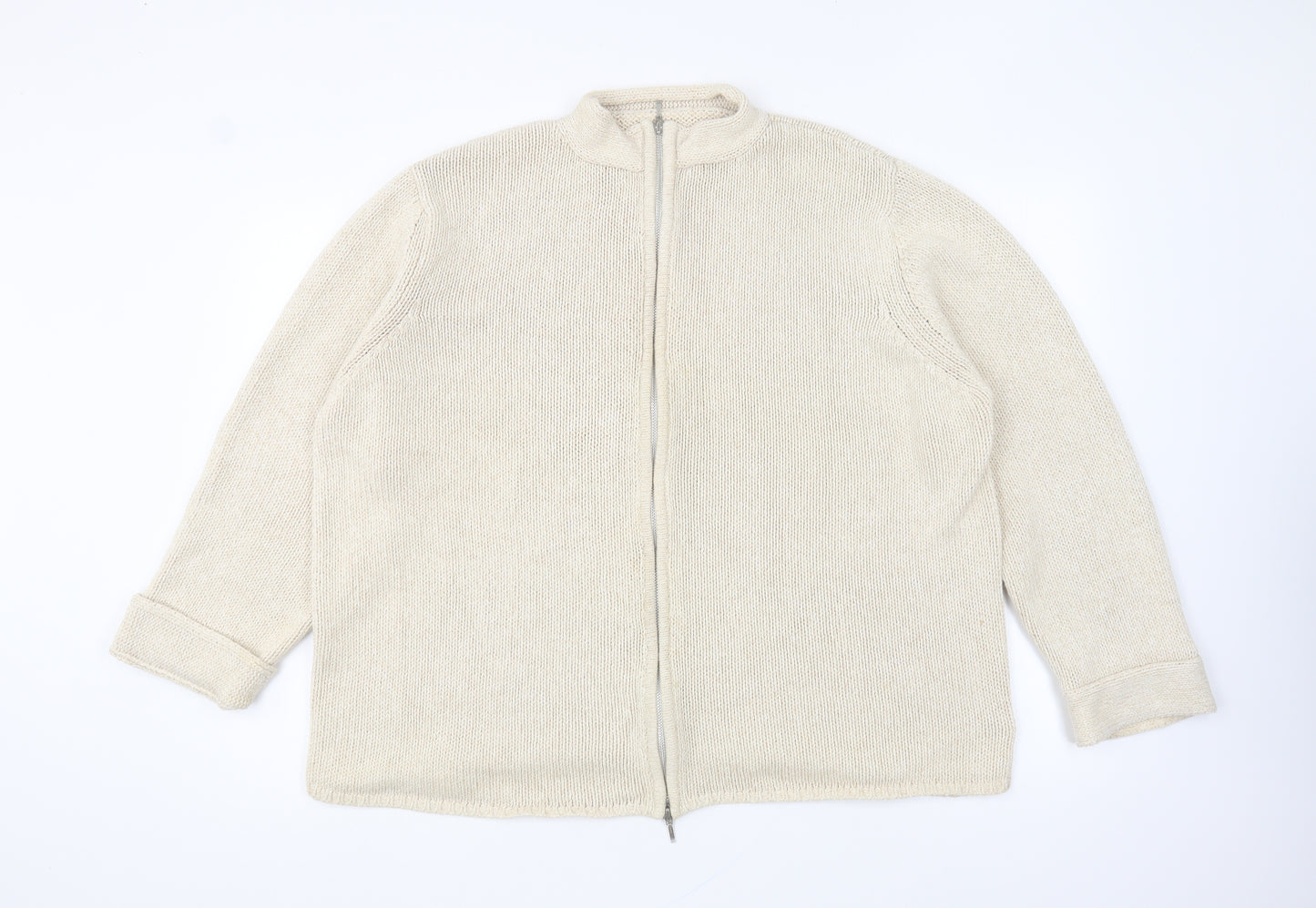Marks and Spencer Womens Ivory Collared Silk Full Zip Jumper Size 26