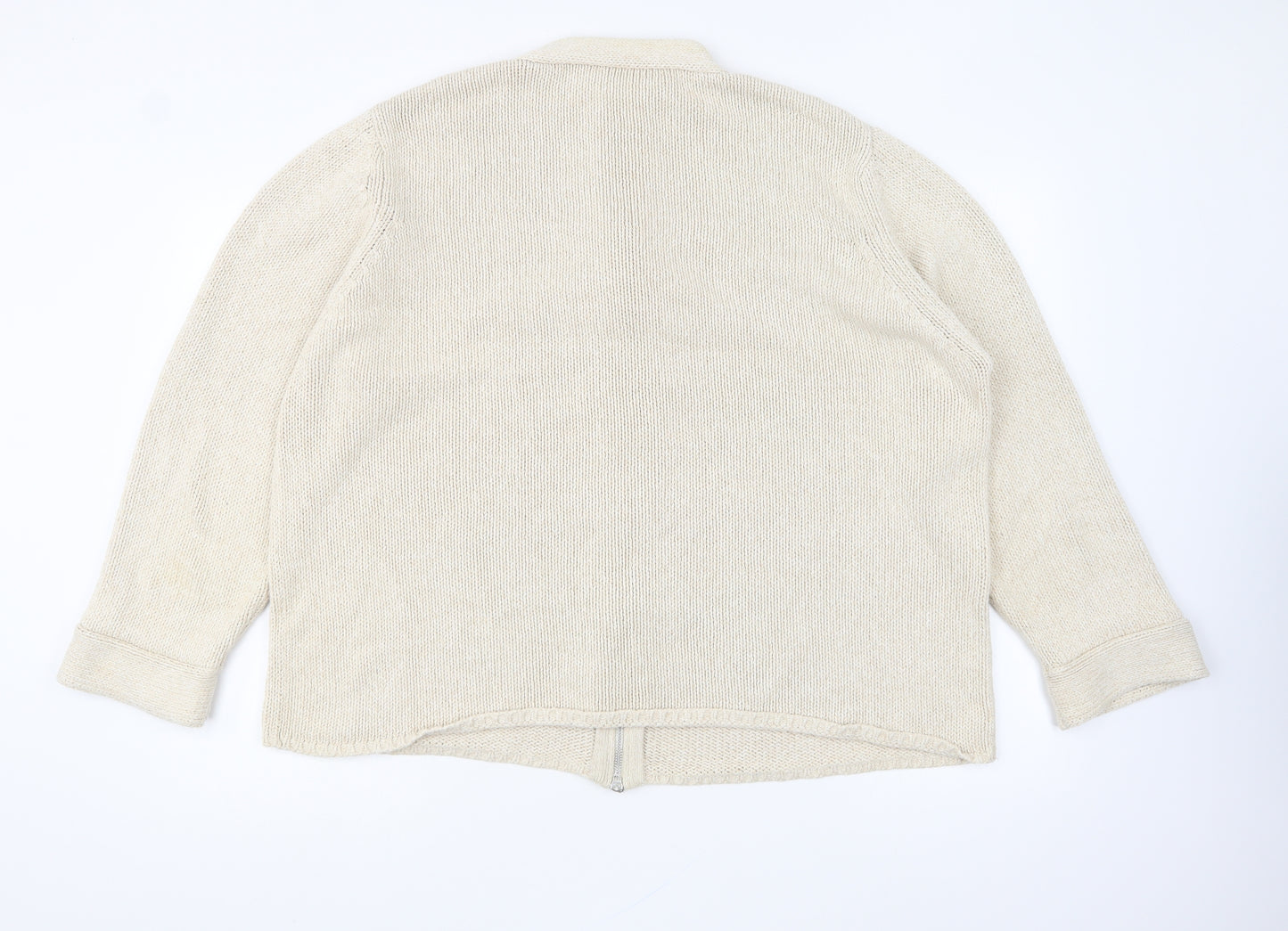 Marks and Spencer Womens Ivory Collared Silk Full Zip Jumper Size 26