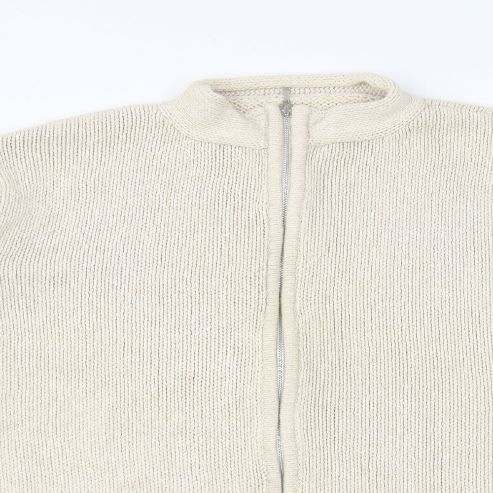 Marks and Spencer Womens Ivory Collared Silk Full Zip Jumper Size 26