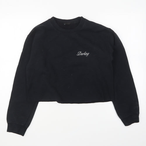 Topshop Womens Black Cotton Pullover Sweatshirt Size S Pullover - Darling
