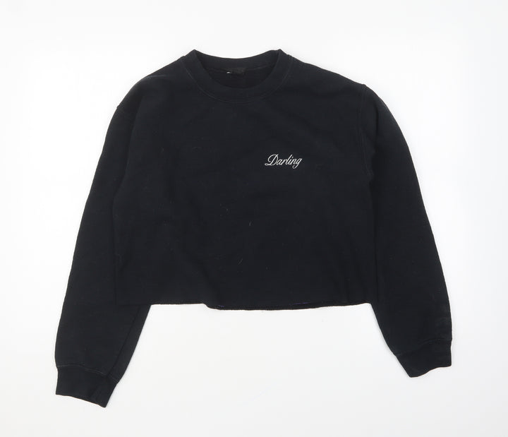 Topshop Womens Black Cotton Pullover Sweatshirt Size S Pullover - Darling