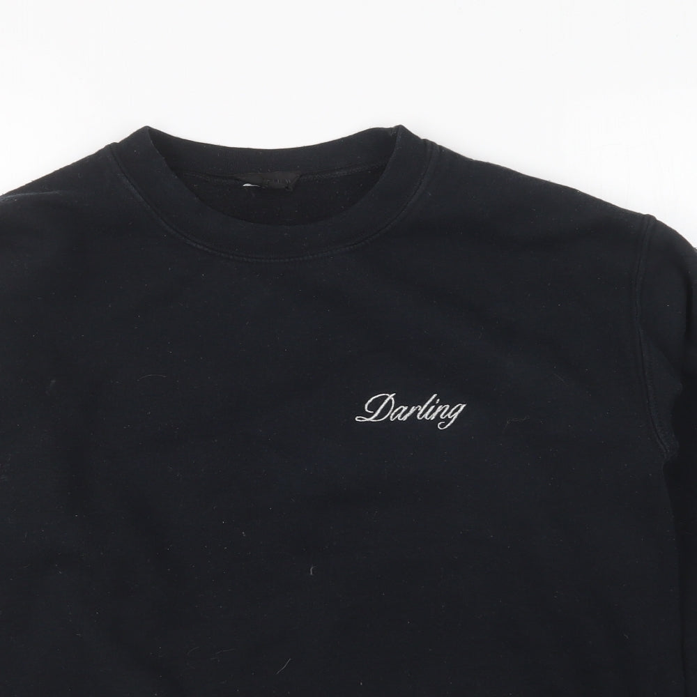 Topshop Womens Black Cotton Pullover Sweatshirt Size S Pullover - Darling