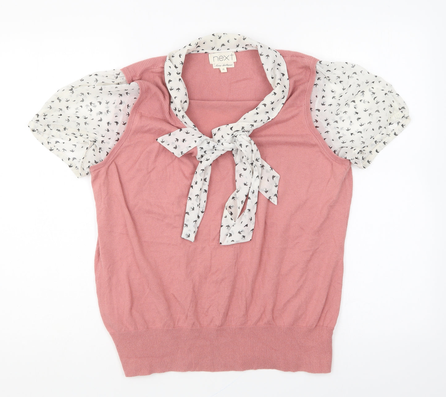 NEXT Womens Pink Collared Cotton Pullover Jumper Size 18