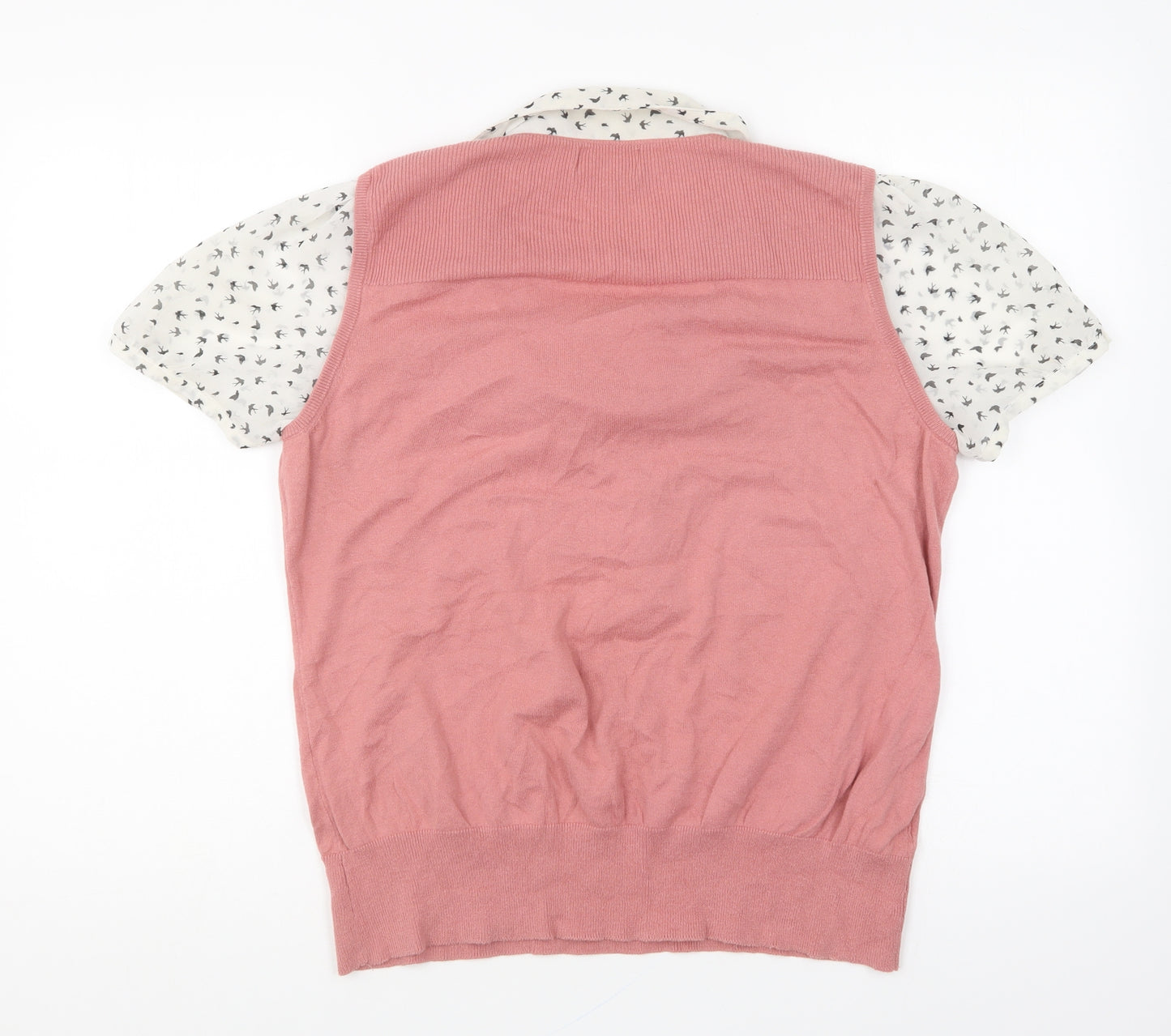 NEXT Womens Pink Collared Cotton Pullover Jumper Size 18