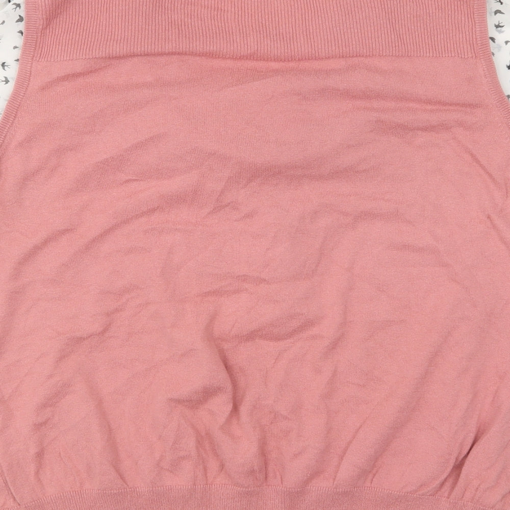 NEXT Womens Pink Collared Cotton Pullover Jumper Size 18
