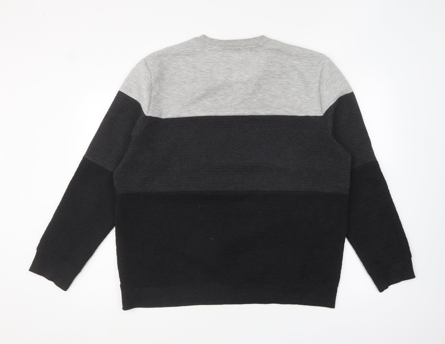 Easy Mens Grey Striped Polyester Pullover Sweatshirt Size XL