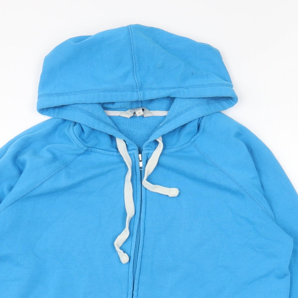 Peacocks Womens Blue Cotton Full Zip Hoodie Size 16 Zip