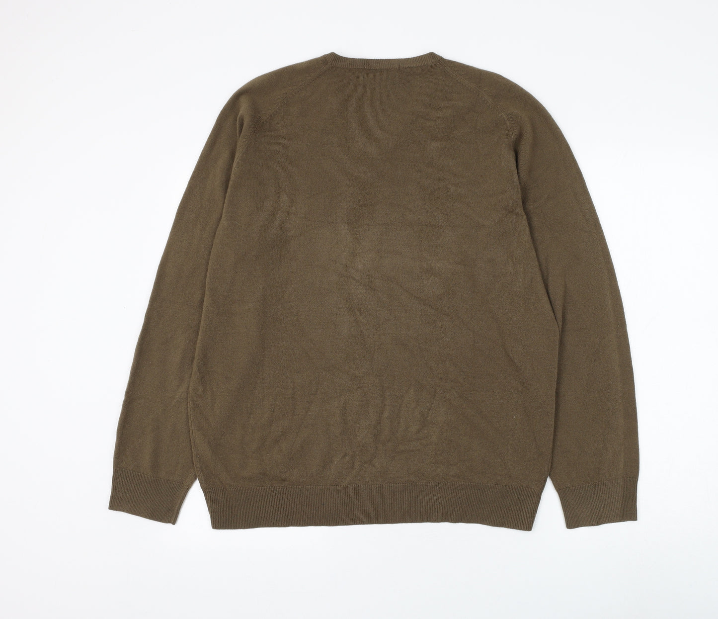 Blue Harbour Mens Brown V-Neck Acrylic Pullover Jumper Size L
