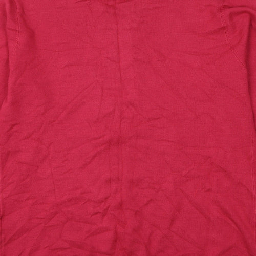 BASSINI Womens Pink Round Neck Argyle/Diamond Viscose Pullover Jumper Size S